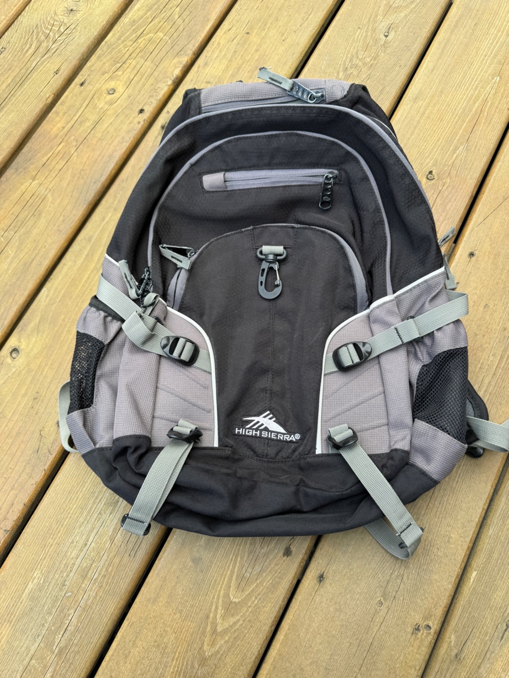 High Sierra Loop Black and Gray Men's Backpack with Multiple Pockets